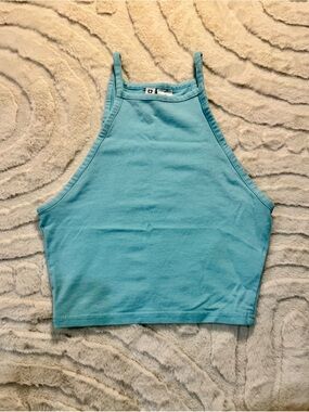 H&M Aqua High-Neck Crop Tank